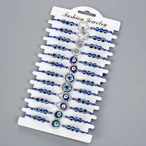 12pcs/set Braided Rope Bracelets Beads Eye Charms Hand Friendship Jewelry