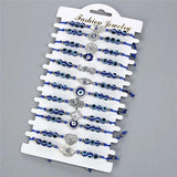 12pcs/set Braided Rope Bracelets Beads Eye Charms Hand Friendship Jewelry