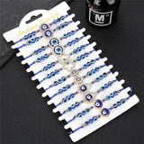 12pcs/set Braided Rope Bracelets Beads Eye Charms Hand Friendship Jewelry