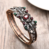 Ethnic Women Large Bangles Cuff Bracelets Vintage Flower Bangle