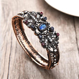 Ethnic Women Large Bangles Cuff Bracelets Vintage Flower Bangle