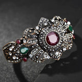 Ethnic Women Large Bangles Cuff Bracelets Vintage Flower Bangle