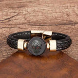 Skull Natural Stone Bracelet Men Punk Style Leather Bangle