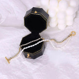 Real Pearl Beaded Bracelets with Rhinestone Chain Jewelry