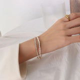 Real Pearl Beaded Bracelets with Rhinestone Chain Jewelry