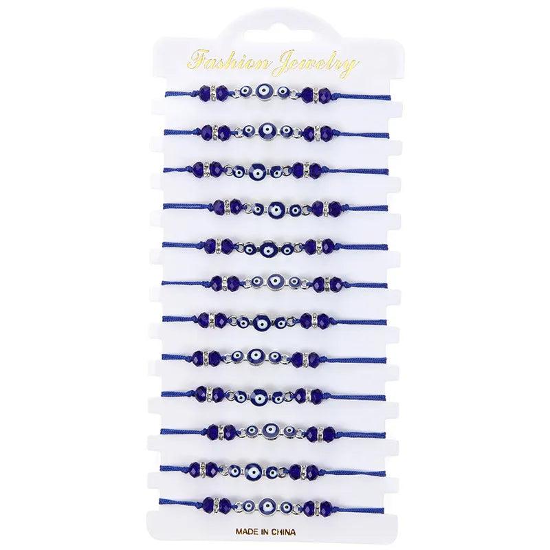 12pcs Eye Charms Bracelets Crystal Bead Anklets Girl Gift