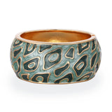 Vintage Dripping Oil Bracelet Enamel Craft Totem Flower Drum-shaped Wide Alloy