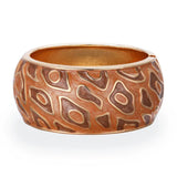 Vintage Dripping Oil Bracelet Enamel Craft Totem Flower Drum-shaped Wide Alloy
