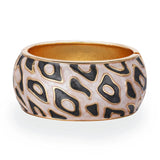 Vintage Dripping Oil Bracelet Enamel Craft Totem Flower Drum-shaped Wide Alloy