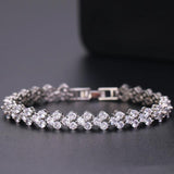 Zirconia Tennis Bracelet Crystal Wedding Chain Silver Plated Jewelry