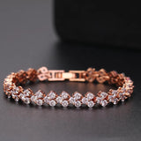 Zirconia Tennis Bracelet Crystal Wedding Chain Silver Plated Jewelry