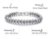Zirconia Tennis Bracelet Crystal Wedding Chain Silver Plated Jewelry