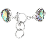 Abalone Shell Heart Beads Bracelet Bangle 6.9 Inches
