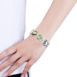 Abalone Shell Heart Beads Bracelet Bangle 6.9 Inches