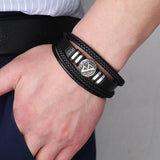 Men Leather Bracelets Multi-layer Braided Devil Eye