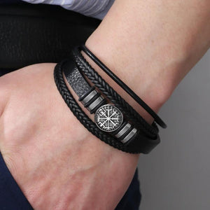 Men Leather Bracelets Multi-layer Braided Devil Eye