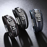 Men Leather Bracelets Multi-layer Braided Devil Eye