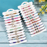 12Pcs Rhinestone Butterfly Charms Braided Bracelet Set For Women Child