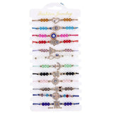 12Pcs Rhinestone Butterfly Charms Braided Bracelet Set For Women Child