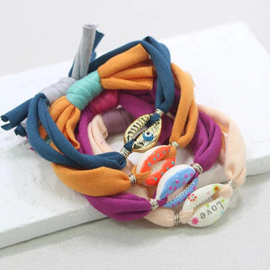 Colorful Dot Shell Charm Bracelet Cotton Line Braid String Jewelry