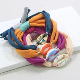 Colorful Dot Shell Charm Bracelet Cotton Line Braid String Jewelry