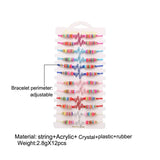 12 Pcs Crystal Water Ripple Bracelets Vintage Multilayer Cuff Bangles