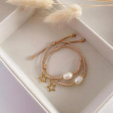 Freshwater Pearl Copper Beads Bracelet with Star