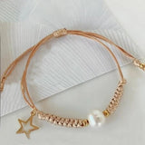 Freshwater Pearl Copper Beads Bracelet with Star