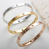 Moon Star Friendship Bracelets Stainless Steel Ladies Cuff Bangle