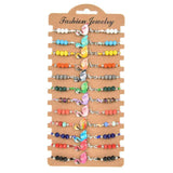 12Pcs Elephant Beads Charms Bracelet Set Adjustable Rope Wristband Women Jewelry