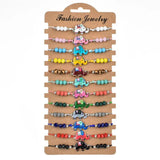 12Pcs Elephant Beads Charms Bracelet Set Adjustable Rope Wristband Women Jewelry