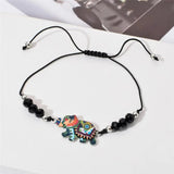 12Pcs Elephant Beads Charms Bracelet Set Adjustable Rope Wristband Women Jewelry