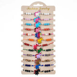 12Pcs Elephant Beads Charms Bracelet Set Adjustable Rope Wristband Women Jewelry