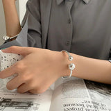 Silver Double Ball Bracelet Women Girl Birthaday Gift