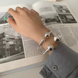 Silver Double Ball Bracelet Women Girl Birthaday Gift