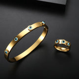 Stainless Steel Eyes Charm Cuff Bangle Bracelet for Women