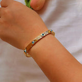 Stainless Steel Eyes Charm Cuff Bangle Bracelet for Women