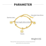 Lady Women Flower Charm Bracelet Top Stainless Steel Metal Jewelry