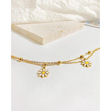Lady Women Flower Charm Bracelet Top Stainless Steel Metal Jewelry