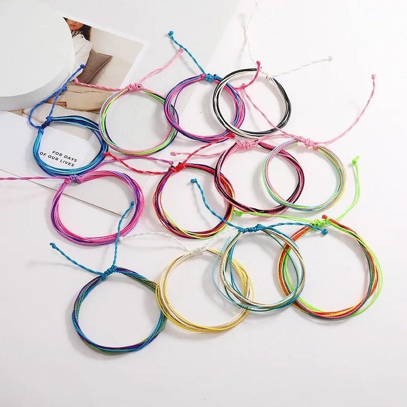 Boho Colorful Hand Woven Rope Chain Bracelet Set