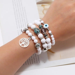 Vintage Boho Beaded Bracelet Elastic Multilayer Jewelry Alloy Pendant