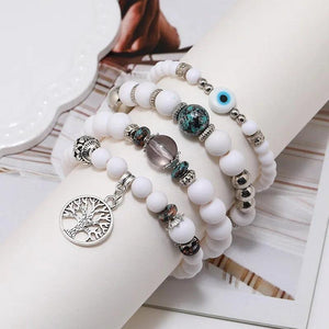 Vintage Boho Beaded Bracelet Elastic Multilayer Jewelry Alloy Pendant