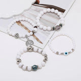 Vintage Boho Beaded Bracelet Elastic Multilayer Jewelry Alloy Pendant