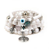 Vintage Boho Beaded Bracelet Elastic Multilayer Jewelry Alloy Pendant