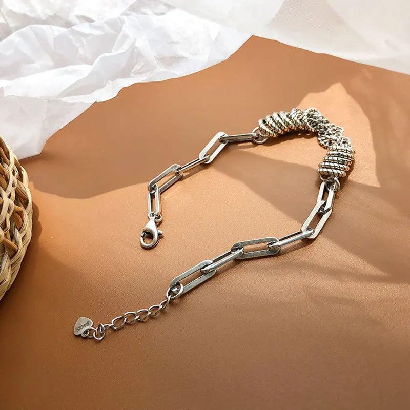 Orgin Summer Silver Love Heart Charm Bracelet Round Braided Chain Jewelry