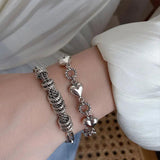 Orgin Summer Silver Love Heart Charm Bracelet Round Braided Chain Jewelry
