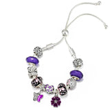 Yecodes Purple Butterfly Flower Charm Bracelet Adjustable Women Boutique