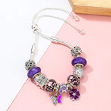 Yecodes Purple Butterfly Flower Charm Bracelet Adjustable Women Boutique