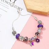 Yecodes Purple Butterfly Flower Charm Bracelet Adjustable Women Boutique