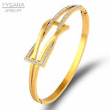 Retro Crystals Knot Bracelet Stainless Steel Bangle Woman Charms